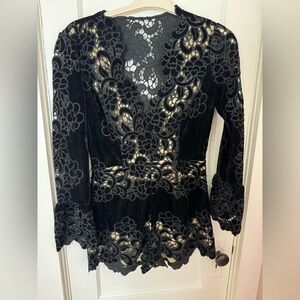 SAYLOR Black Lace Romper